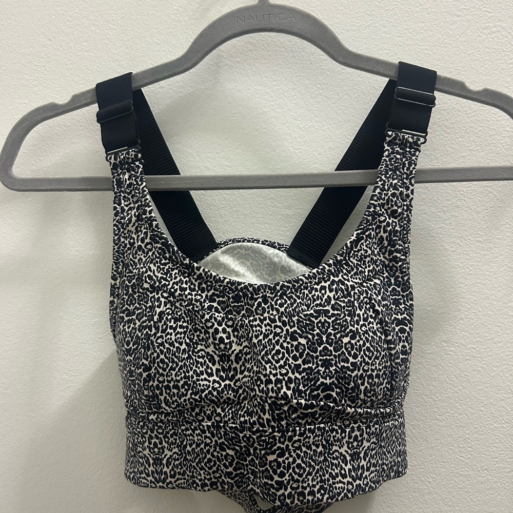 Varley Black and White Animal Print Sports Bra